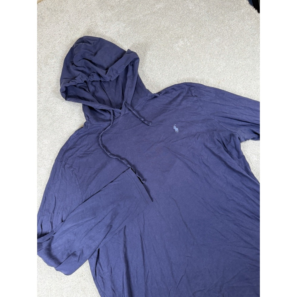 Polo Ralph Lauren Hoodie Mens XL Blue Lightweight Jersey Pullover Pony Logo